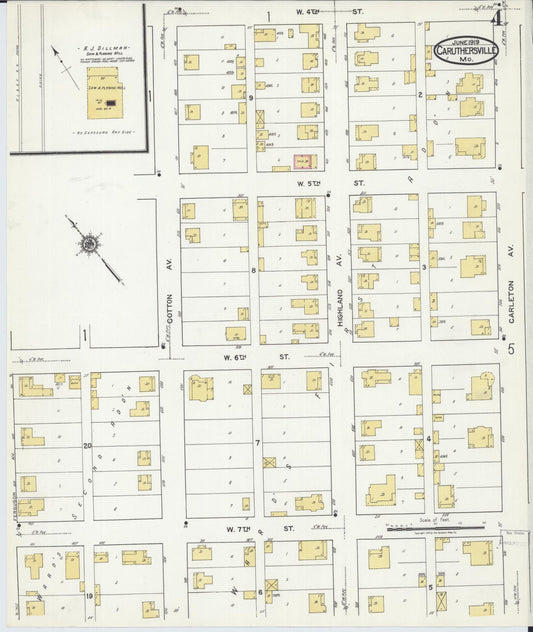 Sanborn Fire Insurance Map from Caruthersville, Pemiscot County, Missouri (1919), Sheet #0004 - Historic Sanborn Fire Insurance Map Print, vintage old map wall art, antique decor, genealogy gift, Missouri Missouri map