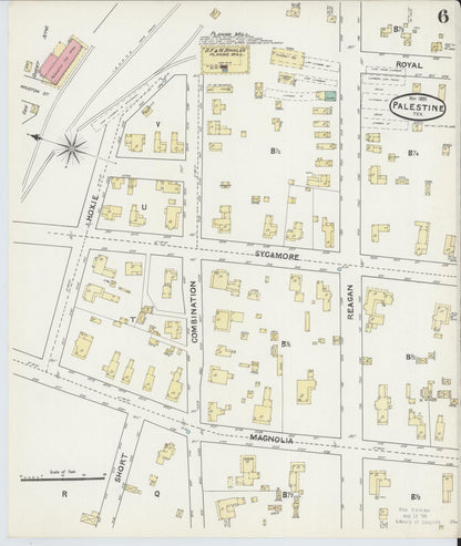 Sanborn Fire Insurance Map from Palestine, Anderson County, Texas (1891), Sheet #0006 - Complete Map Set gallery image, historic Sanborn map, vintage wall art, Texas Texas