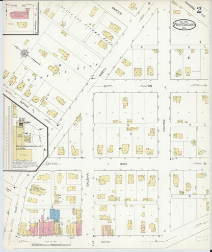 Sanborn Fire Insurance Map from West Chicago, Du Page County, Illinois (1912), Sheet #0002 - Complete Map Set gallery image, historic Sanborn map, vintage wall art, Illinois Illinois