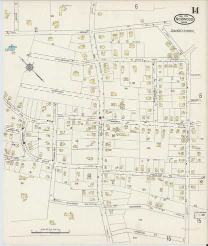 Sanborn Fire Insurance Map from Norwood, Norfolk County, Massachusetts (1915), Sheet #0014 - Complete Map Set gallery image, historic Sanborn map, vintage wall art, Massachusetts Massachusetts