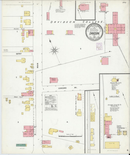 Sanborn Fire Insurance Map from Davidson, Mecklenburg County, North Carolina (1902), Sheet #0001 - Historic Sanborn Fire Insurance Map Print, vintage old map wall art, antique decor, genealogy gift, North Carolina North Carolina map