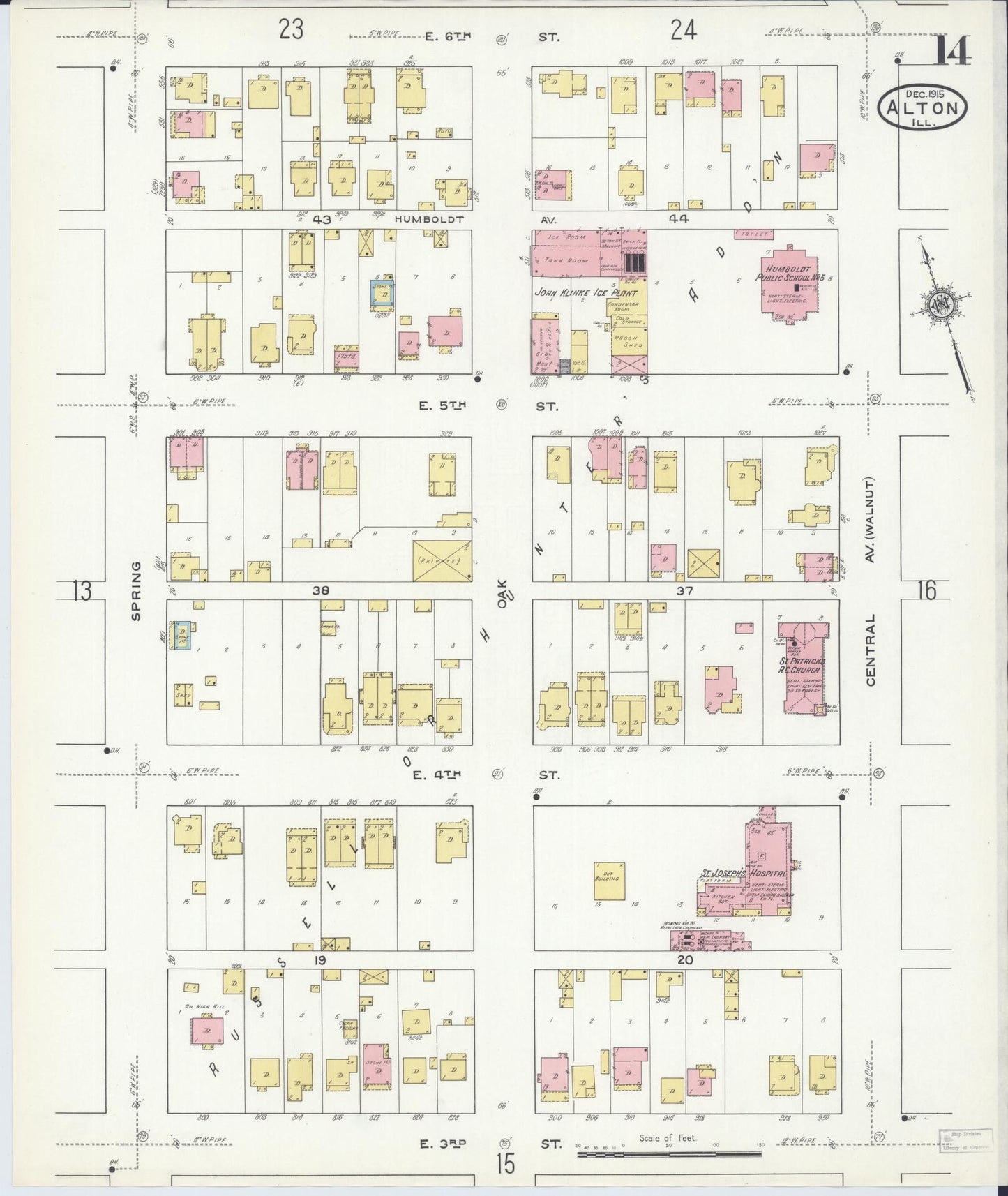Sanborn Fire Insurance Map from Alton, Madison County, Illinois (1915), Sheet #0014 - Complete Map Set gallery image, historic Sanborn map, vintage wall art, Illinois Illinois
