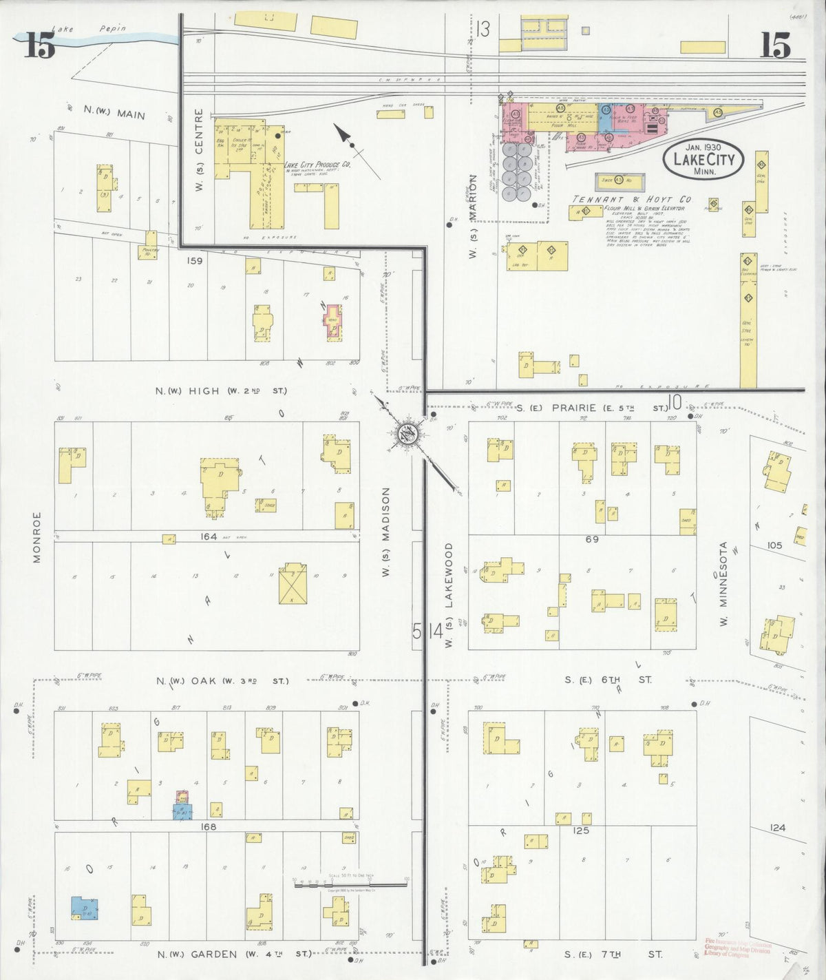 Sanborn Fire Insurance Map from Lake City, Wabasha County, Minnesota (1930), Sheet #0015 - Historic Sanborn Fire Insurance Map Print, vintage old map wall art, antique decor, genealogy gift, Minnesota Minnesota map