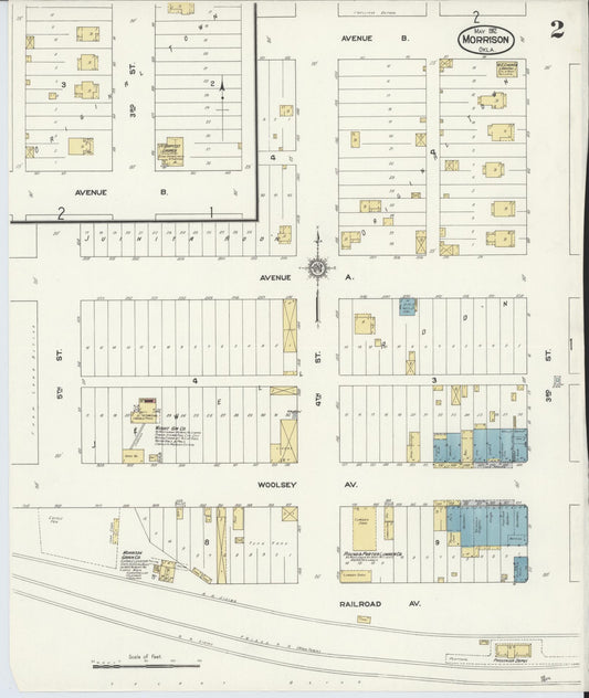 Sanborn Fire Insurance Map from Morrison, Noble County, Oklahoma (1912), Sheet #0002 - Historic Sanborn Fire Insurance Map Print, vintage old map wall art, antique decor, genealogy gift, Oklahoma Oklahoma map