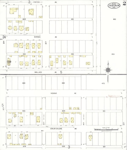 Sanborn Fire Insurance Map from Coeur D'alene, Kootenai County, Idaho (1921), Sheet #0002 - Complete Map Set gallery image, historic Sanborn map, vintage wall art, Idaho Idaho