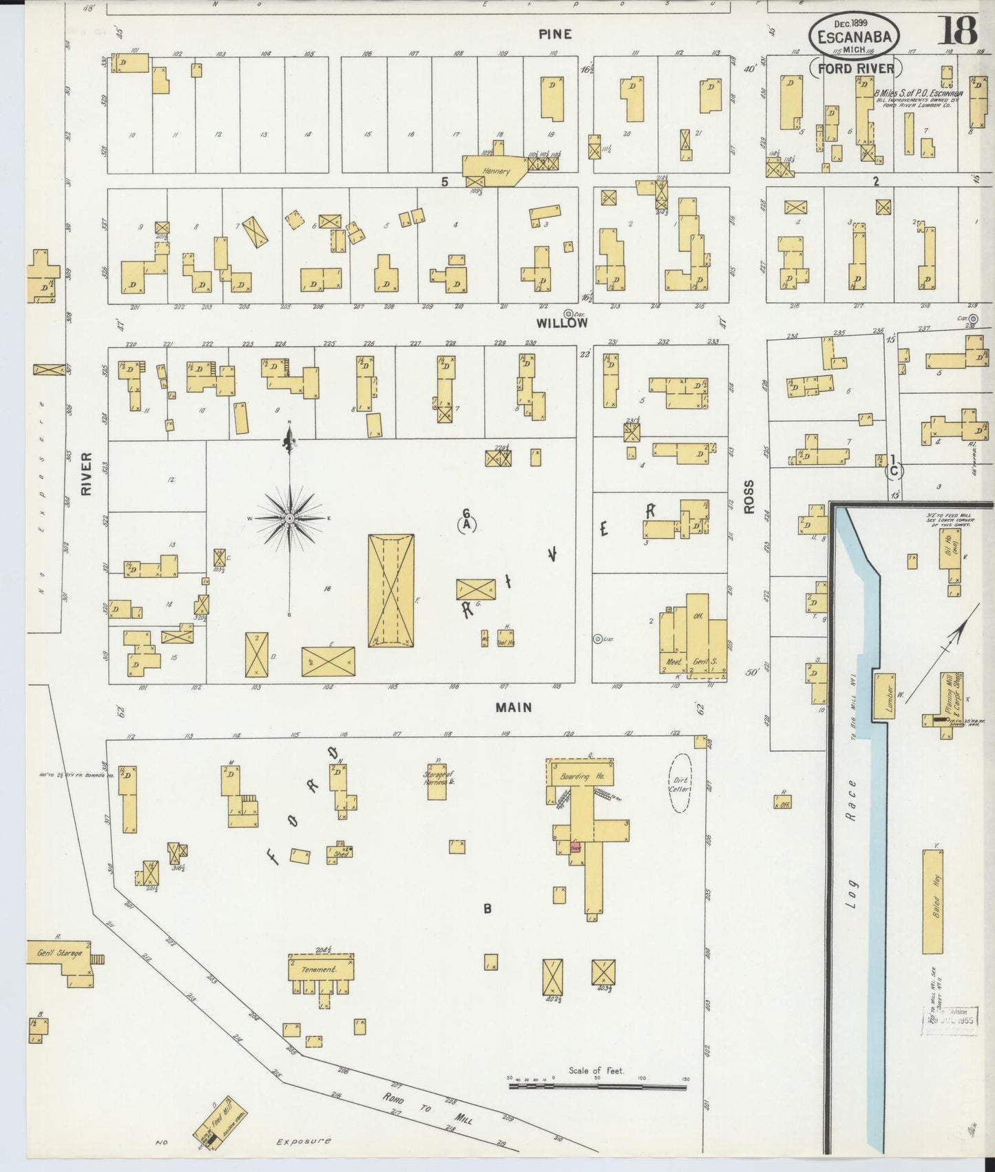 Sanborn Fire Insurance Map from Escanaba, Delta County, Michigan (1899), Sheet #0018 - Complete Map Set gallery image, historic Sanborn map, vintage wall art, Michigan Michigan