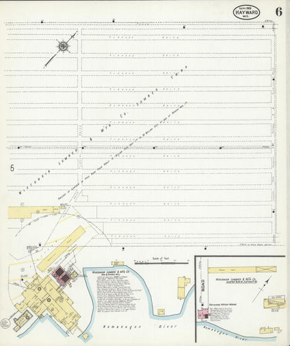 Sanborn Fire Insurance Map from Hayward, Sawyer County, Wisconsin (1909), Sheet #0006 - Complete Map Set gallery image, historic Sanborn map, vintage wall art, Wisconsin Wisconsin
