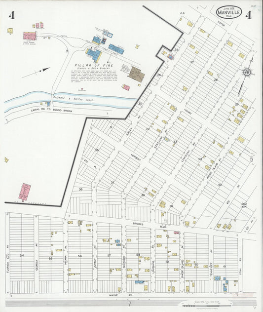 Sanborn Fire Insurance Map from Manville, Somerset County, New Jersey (1928), Sheet #0004 - Historic Sanborn Fire Insurance Map Print, vintage old map wall art, antique decor, genealogy gift, New Jersey New Jersey map