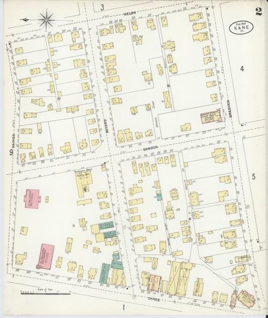 Sanborn Fire Insurance Map from Kane, McKean County, Pennsylvania (1904), Sheet #0002 - Historic Sanborn Fire Insurance Map Print, vintage old map wall art, antique decor, genealogy gift, Pennsylvania Pennsylvania map