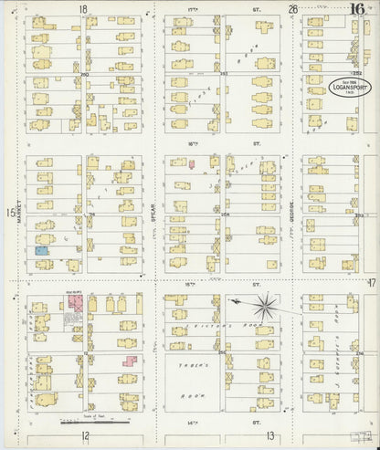 Sanborn Fire Insurance Map from Logansport, Cass County, Indiana (1906), Sheet #0016 - Complete Map Set gallery image, historic Sanborn map, vintage wall art, Indiana Indiana