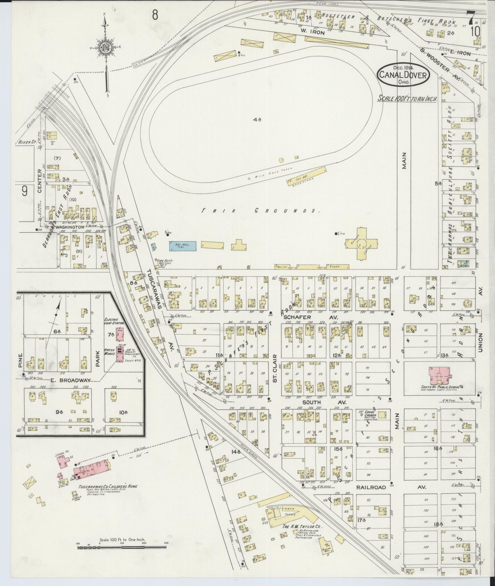 Sanborn Fire Insurance Map from Canal Dover, Tuscarawas County, Ohio (1914), Sheet #0007 - Complete Map Set gallery image, historic Sanborn map, vintage wall art, Ohio Ohio