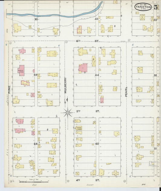 Sanborn Fire Insurance Map from Yankton, Yankton County, South Dakota (1891), Sheet #0005 - Historic Sanborn Fire Insurance Map Print, vintage old map wall art, antique decor, genealogy gift, South Dakota South Dakota map