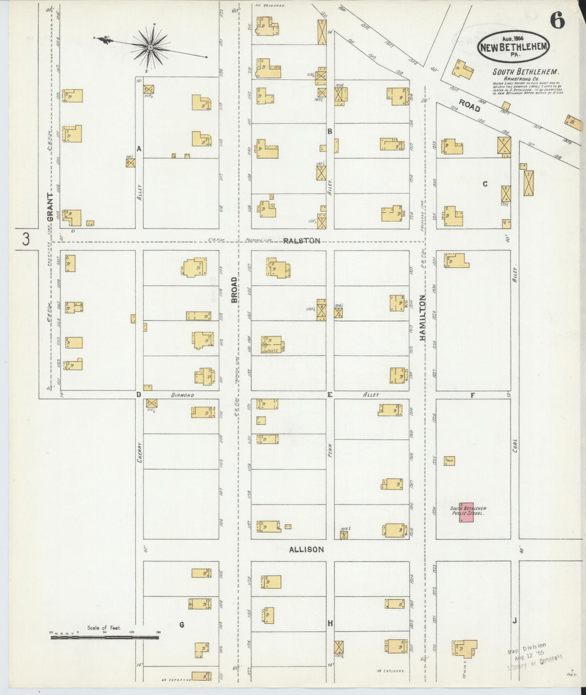 Sanborn Fire Insurance Map from New Bethlehem, Clarion County, Pennsylvania (1904), Sheet #0006 - Historic Sanborn Fire Insurance Map Print, vintage old map wall art, antique decor, genealogy gift, Pennsylvania Pennsylvania map