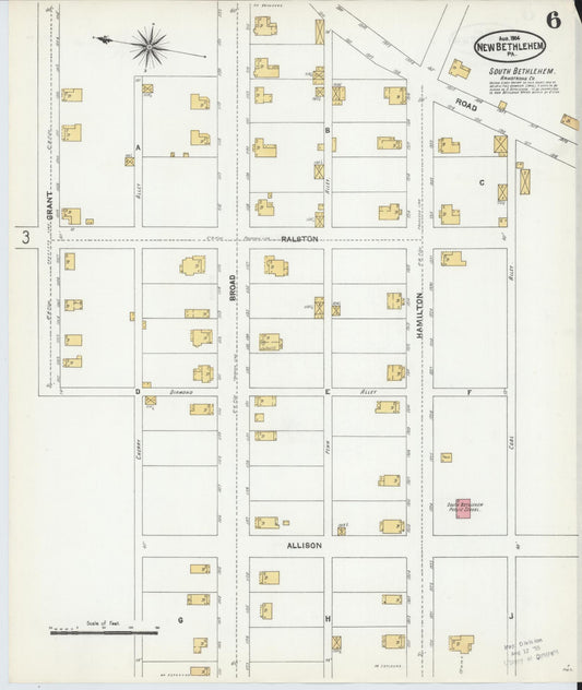 Sanborn Fire Insurance Map from New Bethlehem, Clarion County, Pennsylvania (1904), Sheet #0006 - Historic Sanborn Fire Insurance Map Print, vintage old map wall art, antique decor, genealogy gift, Pennsylvania Pennsylvania map