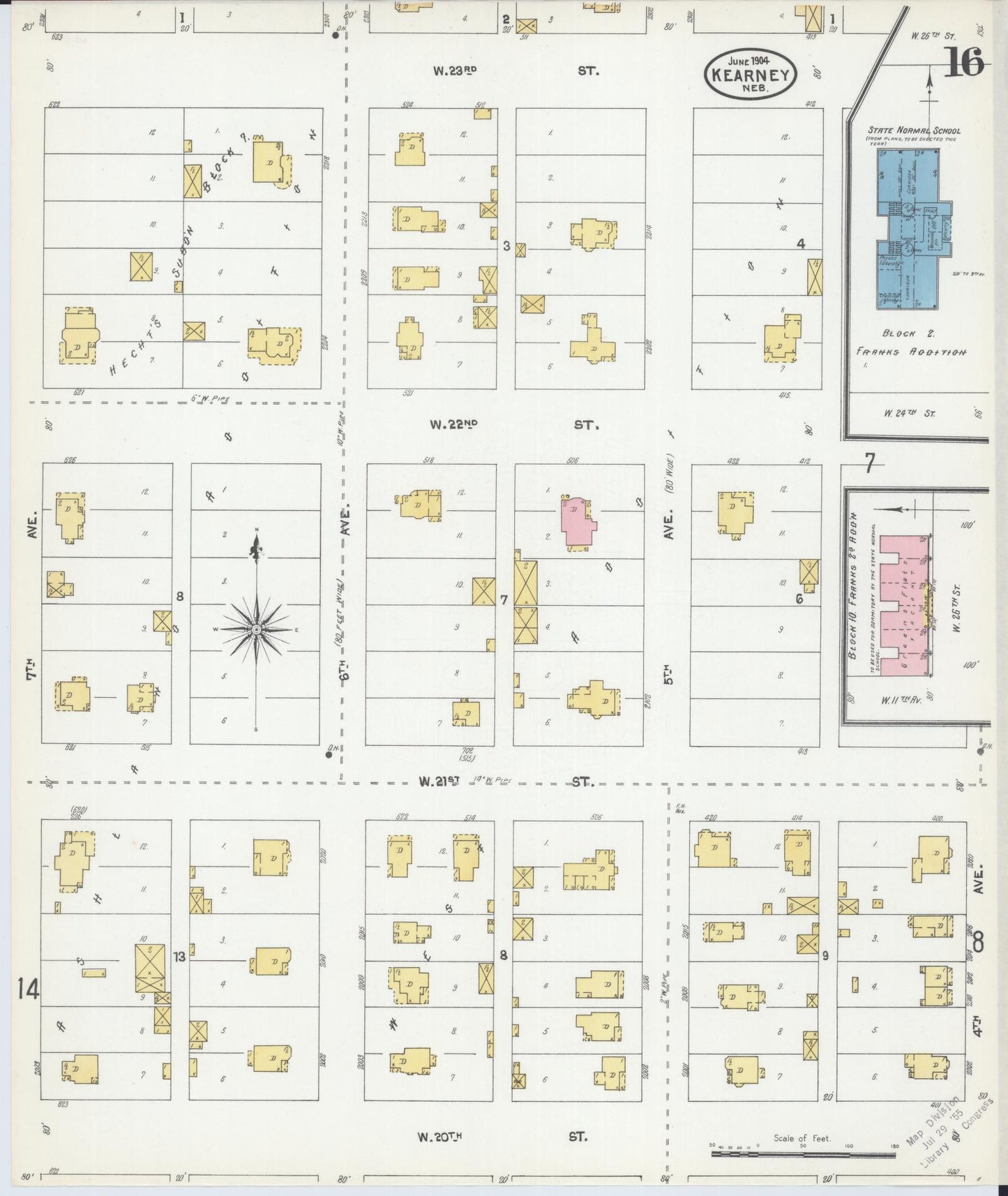 Sanborn Fire Insurance Map from Kearney, Buffalo County, Nebraska (1904), Sheet #0016 - Complete Map Set gallery image, historic Sanborn map, vintage wall art, Nebraska Nebraska