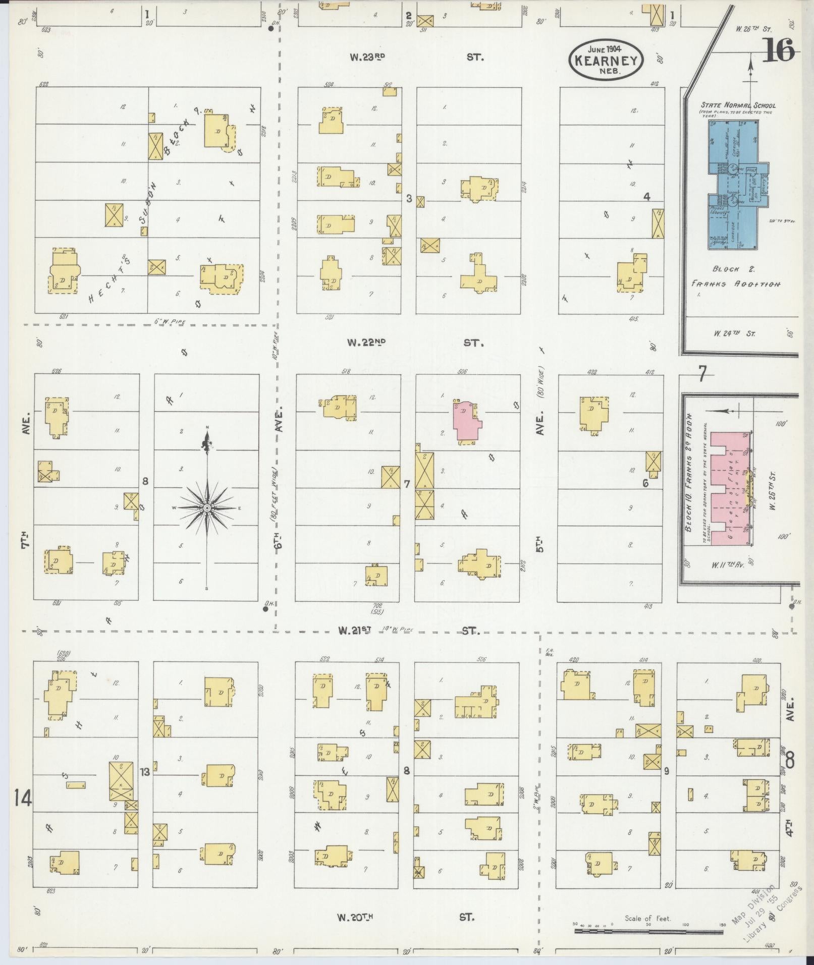 Sanborn Fire Insurance Map from Kearney, Buffalo County, Nebraska (1904), Sheet #0016 - Complete Map Set gallery image, historic Sanborn map, vintage wall art, Nebraska Nebraska