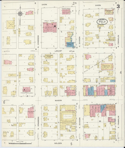 Sanborn Fire Insurance Map from Polo, Ogle County, Illinois (1913), Sheet #0003 - Historic Sanborn Fire Insurance Map Print, vintage old map wall art, antique decor, genealogy gift, Illinois Illinois map