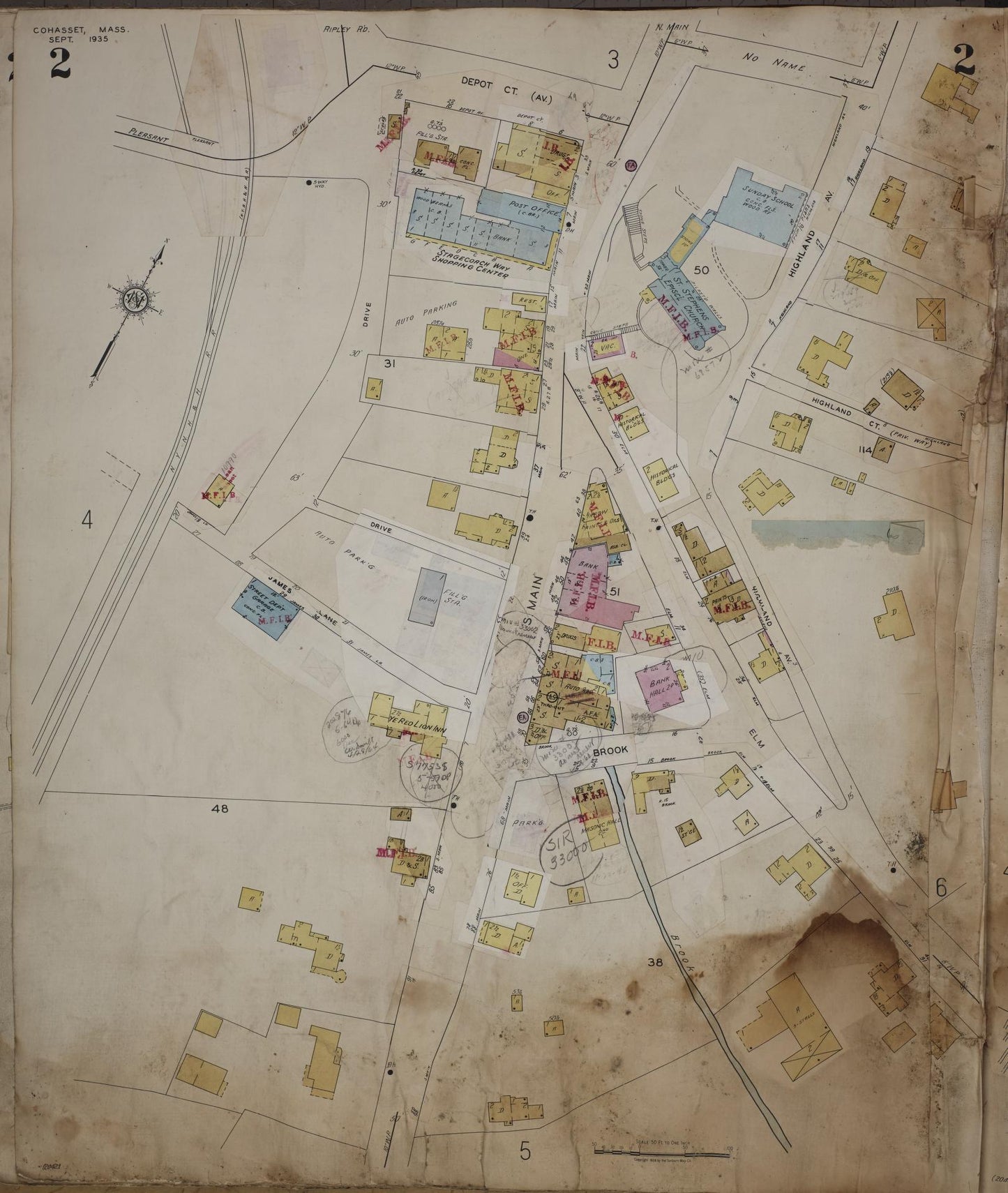 Sanborn Fire Insurance Map from Cohasset, Norfolk County, Massachusetts (1963), Sheet #0002 - Complete Map Set gallery image, historic Sanborn map, vintage wall art, Massachusetts Massachusetts