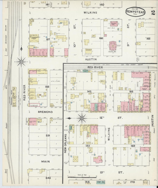 Sanborn Fire Insurance Map from Hempstead, Waller County, Texas (1891), Sheet #0002 - Historic Sanborn Fire Insurance Map Print, vintage old map wall art, antique decor, genealogy gift, Texas Texas map