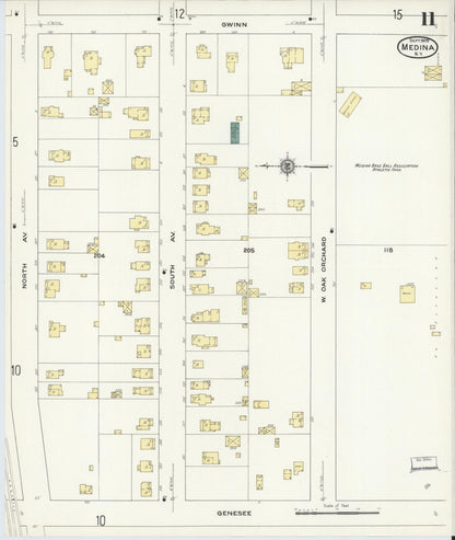 Sanborn Fire Insurance Map from Medina, Orleans County, New York (1909), Sheet #0011 - Historic Sanborn Fire Insurance Map Print, vintage old map wall art, antique decor, genealogy gift, New York New York map