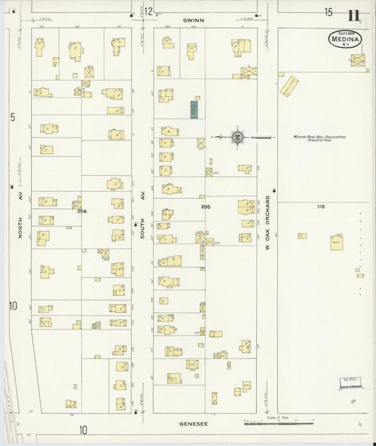 Sanborn Fire Insurance Map from Medina, Orleans County, New York (1909), Sheet #0011 - Historic Sanborn Fire Insurance Map Print, vintage old map wall art, antique decor, genealogy gift, New York New York map