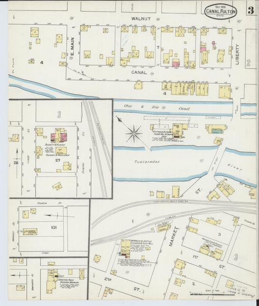 Sanborn Fire Insurance Map from Canal Fulton, Stark County, Ohio (1893), Sheet #0003 - Historic Sanborn Fire Insurance Map Print, vintage old map wall art, antique decor, genealogy gift, Ohio Ohio map