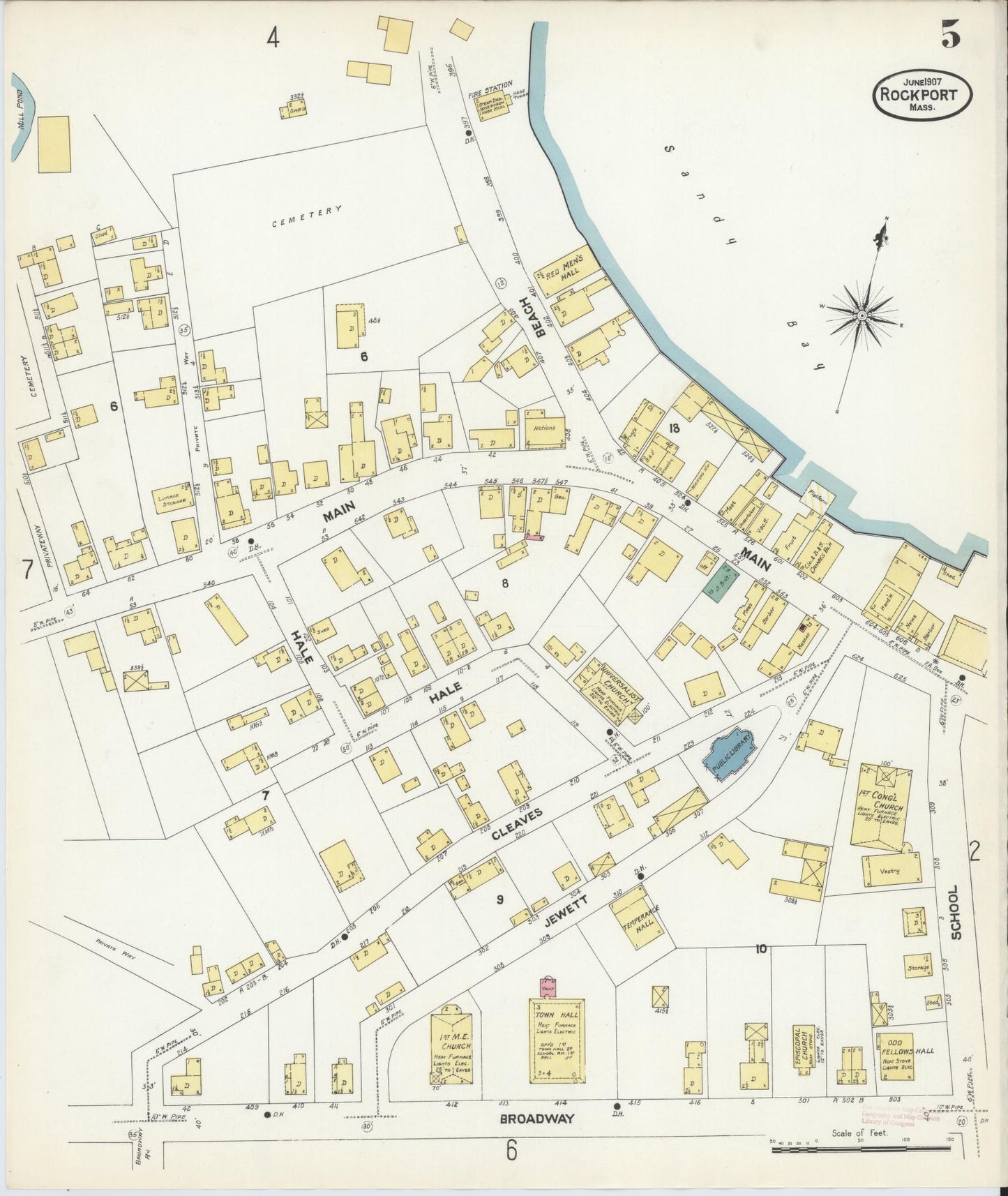 Sanborn Fire Insurance Map from Rockport, Essex County, Massachusetts (1907), Sheet #0005 - Complete Map Set gallery image, historic Sanborn map, vintage wall art, Massachusetts Massachusetts