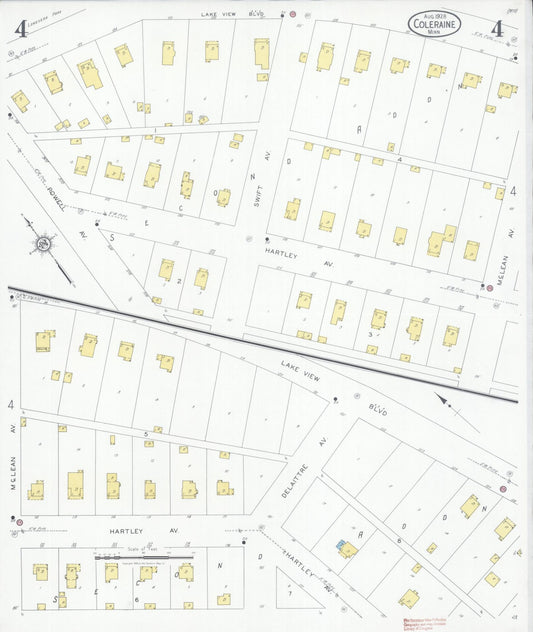 Sanborn Fire Insurance Map from Coleraine, Itasca County, Minnesota (1928), Sheet #0004 - Historic Sanborn Fire Insurance Map Print, vintage old map wall art, antique decor, genealogy gift, Minnesota Minnesota map