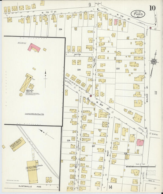 Sanborn Fire Insurance Map from Paris, Bourbon County, Kentucky (1912), Sheet #0010 - Historic Sanborn Fire Insurance Map Print, vintage old map wall art, antique decor, genealogy gift, Kentucky Kentucky map