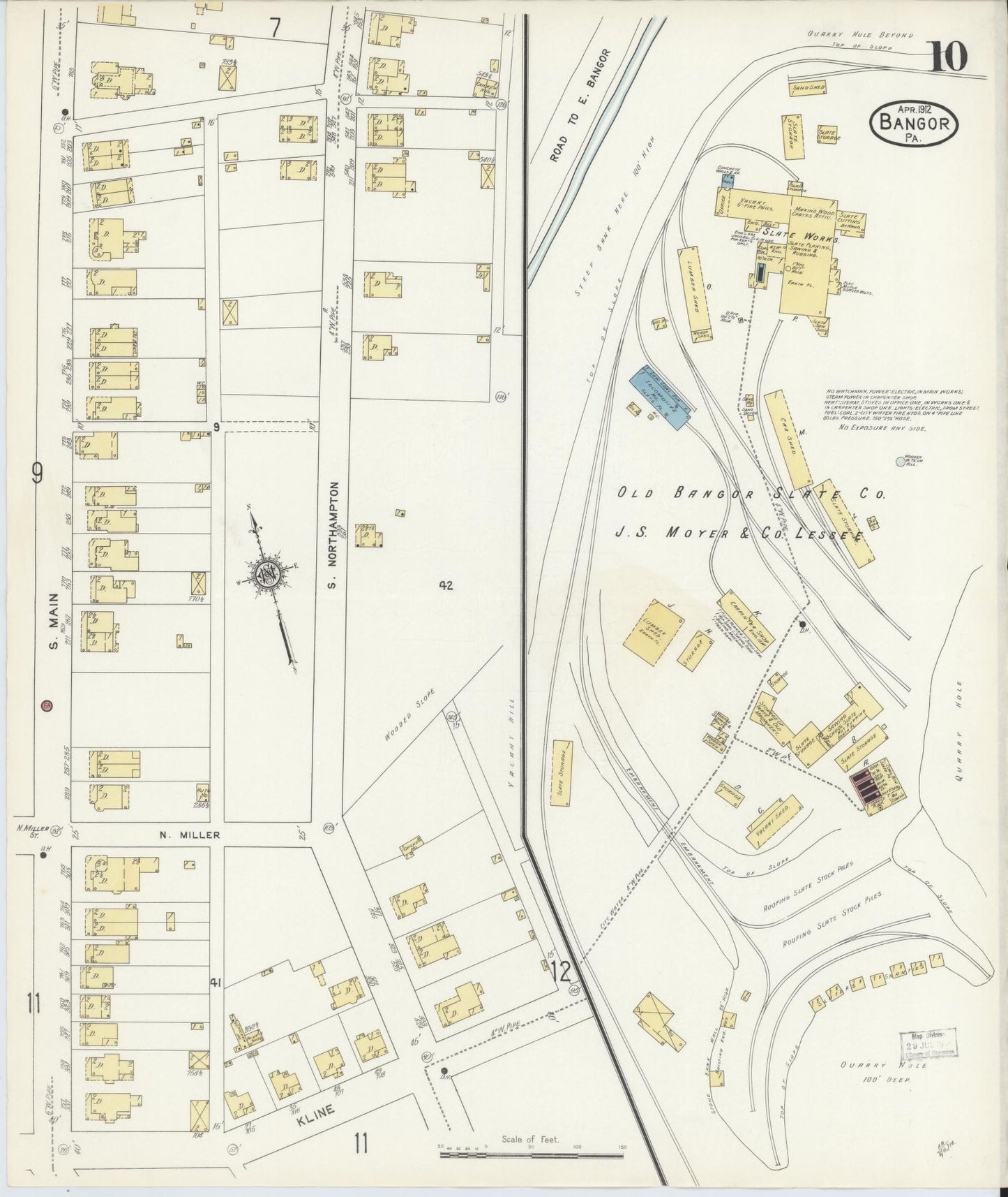 Sanborn Fire Insurance Map from Bangor, Northampton County, Pennsylvania (1912), Sheet #0010 - Historic Sanborn Fire Insurance Map Print, vintage old map wall art, antique decor, genealogy gift, Pennsylvania Pennsylvania map