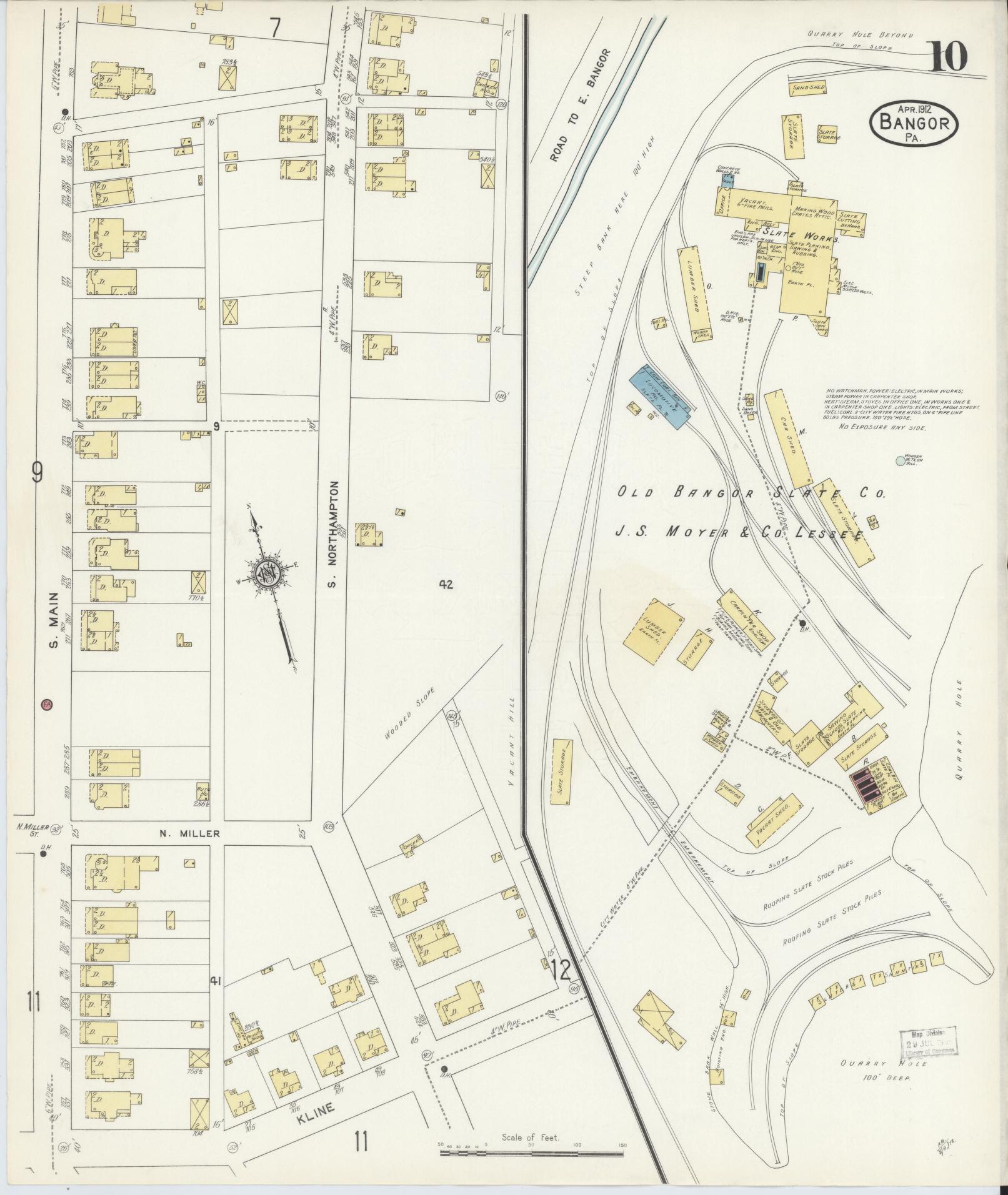 Sanborn Fire Insurance Map from Bangor, Northampton County, Pennsylvania (1912), Sheet #0010 - Historic Sanborn Fire Insurance Map Print, vintage old map wall art, antique decor, genealogy gift, Pennsylvania Pennsylvania map