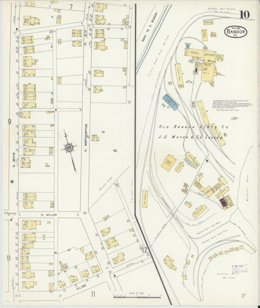 Sanborn Fire Insurance Map from Bangor, Northampton County, Pennsylvania (1912), Sheet #0010 - Historic Sanborn Fire Insurance Map Print, vintage old map wall art, antique decor, genealogy gift, Pennsylvania Pennsylvania map