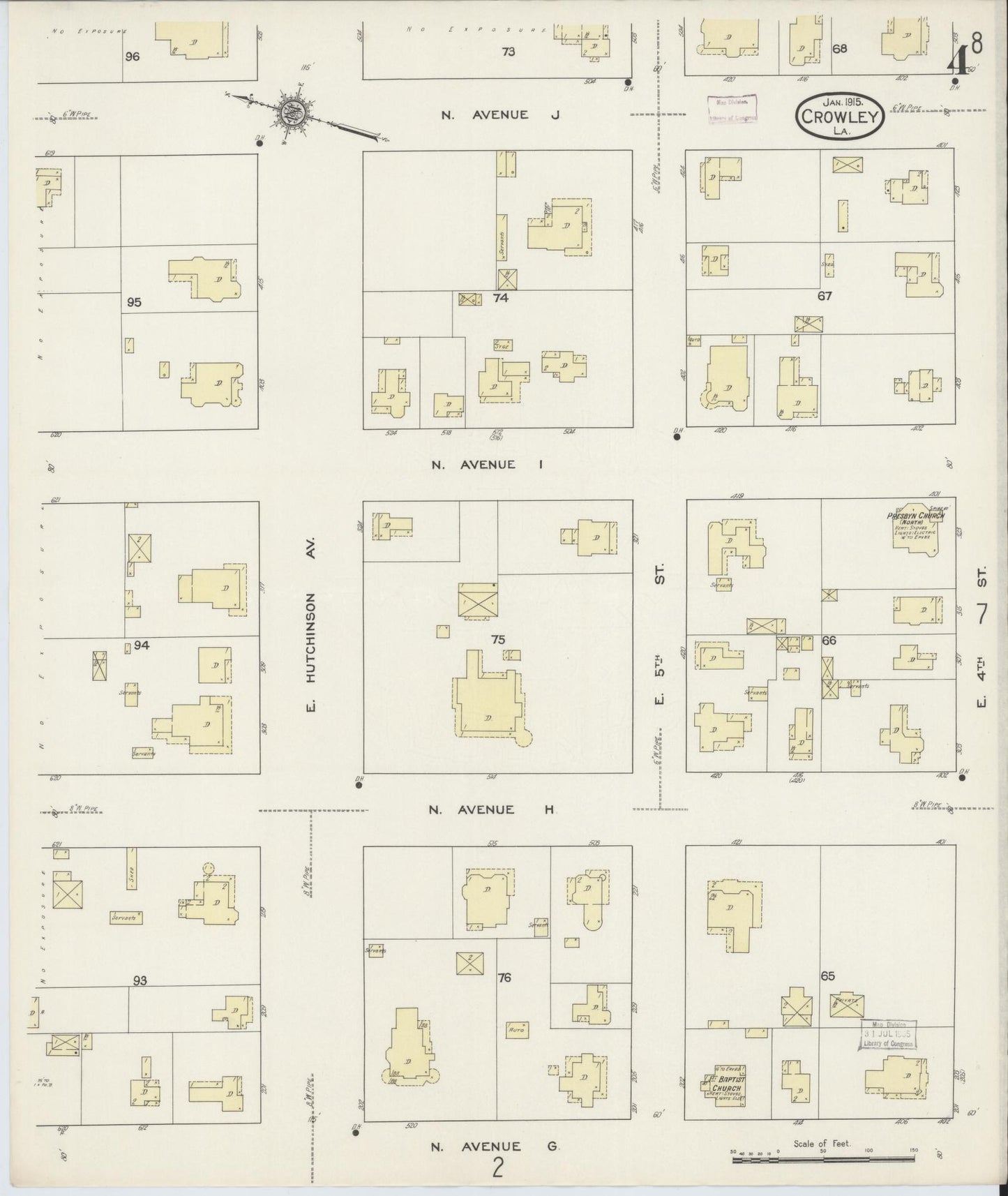 Sanborn Fire Insurance Map from Crowley, Acadia Parish, Louisiana (1915), Sheet #0004 - Complete Map Set gallery image, historic Sanborn map, vintage wall art, Louisiana Louisiana