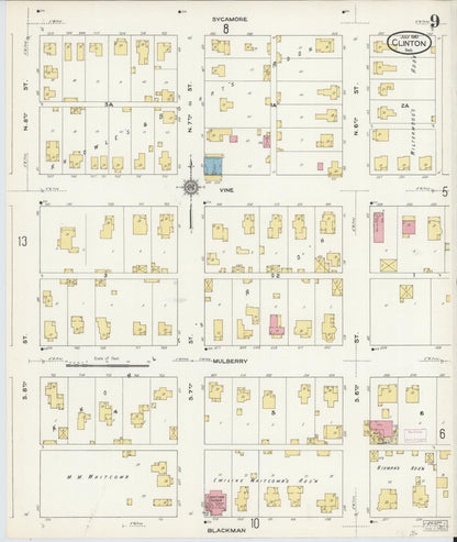 Sanborn Fire Insurance Map from Clinton, Vermillion County, Indiana (1910), Sheet #0009 - Historic Sanborn Fire Insurance Map Print, vintage old map wall art, antique decor, genealogy gift, Indiana Indiana map