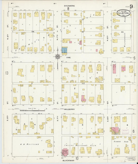 Sanborn Fire Insurance Map from Clinton, Vermillion County, Indiana (1910), Sheet #0009 - Historic Sanborn Fire Insurance Map Print, vintage old map wall art, antique decor, genealogy gift, Indiana Indiana map