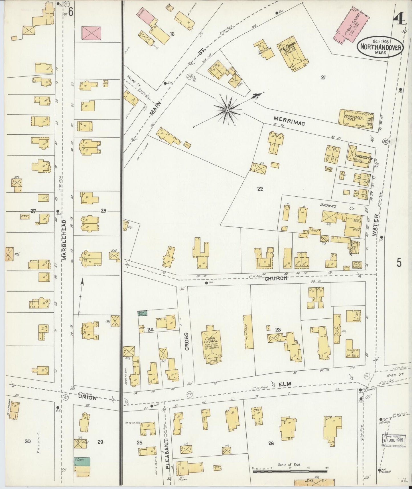 Sanborn Fire Insurance Map from North Andover, Essex County, Massachusetts (1903), Sheet #0004 - Complete Map Set gallery image, historic Sanborn map, vintage wall art, Massachusetts Massachusetts
