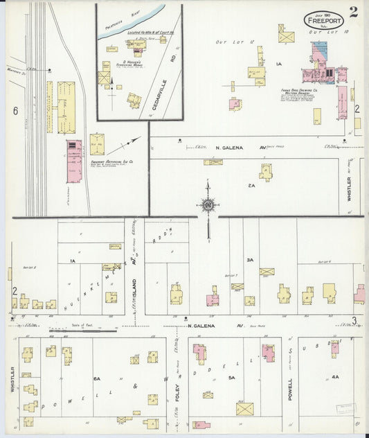 Sanborn Fire Insurance Map from Freeport, Stephenson County, Illinois (1910), Sheet #0002 - Historic Sanborn Fire Insurance Map Print, vintage old map wall art, antique decor, genealogy gift, Illinois Illinois map