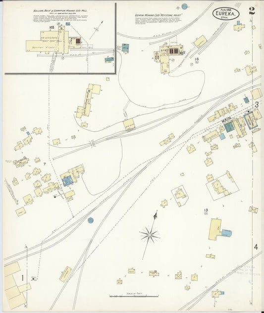 Sanborn Fire Insurance Map from Eureka, Juab County, Utah (1898), Sheet #0002 - Historic Sanborn Fire Insurance Map Print, vintage old map wall art, antique decor, genealogy gift, Utah Utah map