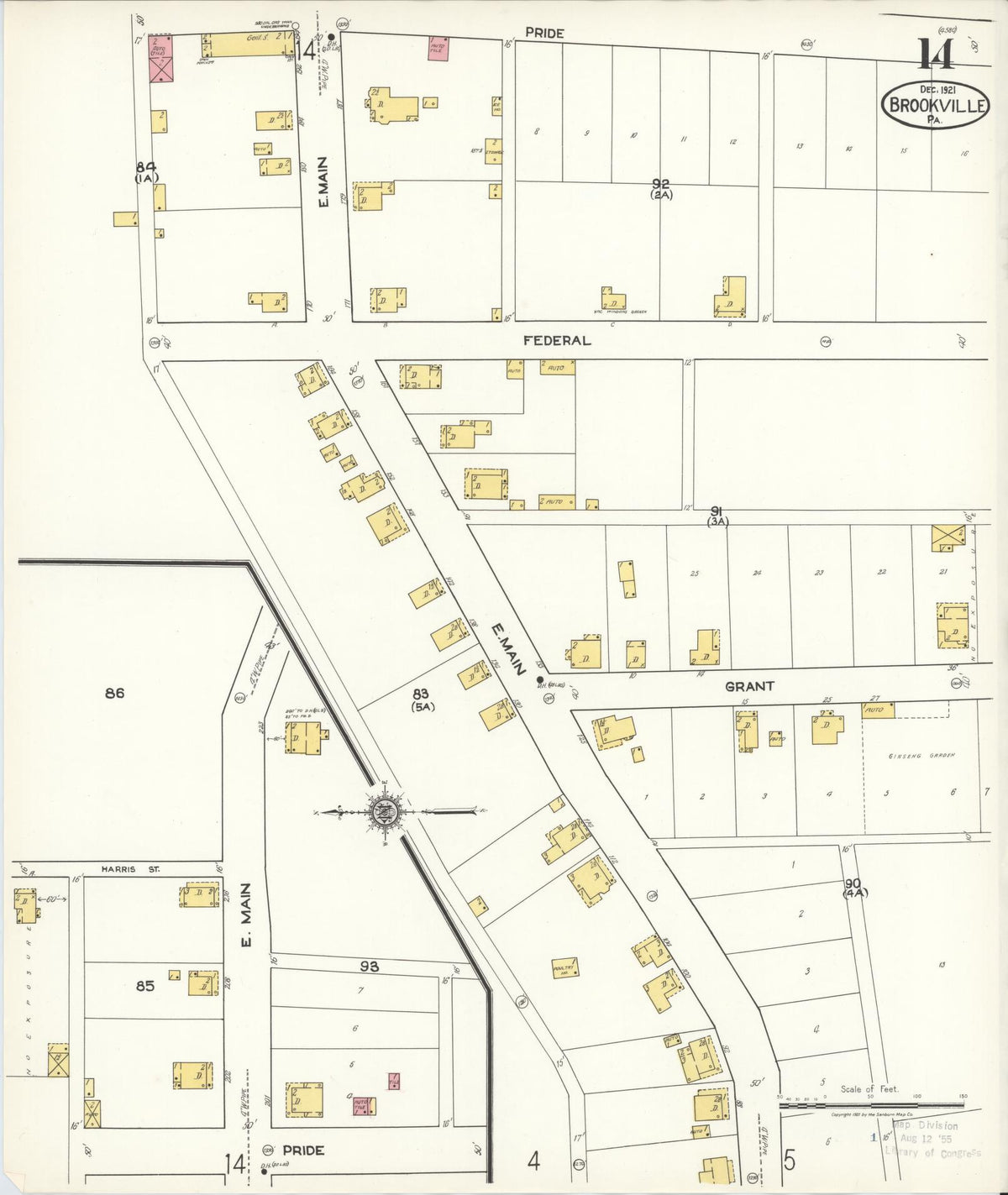Sanborn Fire Insurance Map from Brookville, Jefferson County, Pennsylvania (1921), Sheet #0014 - Complete Map Set gallery image, historic Sanborn map, vintage wall art, Pennsylvania Pennsylvania