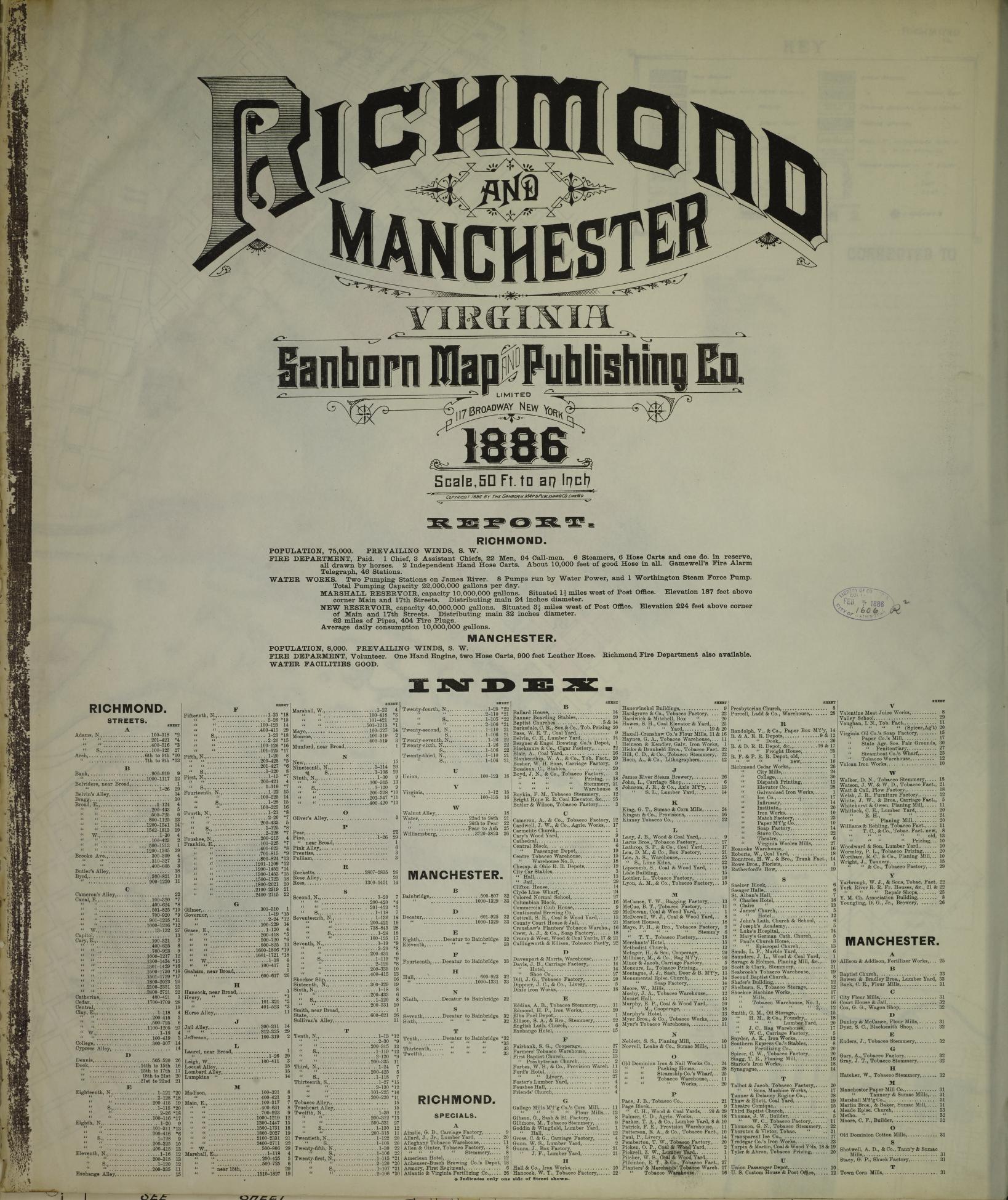 Sanborn Fire Insurance Map from Richmond, Independent Cities, Virginia. (1886) – Historic Sanborn Fire Insurance Map Print