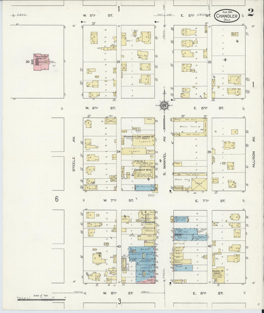 Sanborn Fire Insurance Map from Chandler, Lincoln County, Oklahoma (1914), Sheet #0002 - Historic Sanborn Fire Insurance Map Print, vintage old map wall art, antique decor, genealogy gift, Oklahoma Oklahoma map