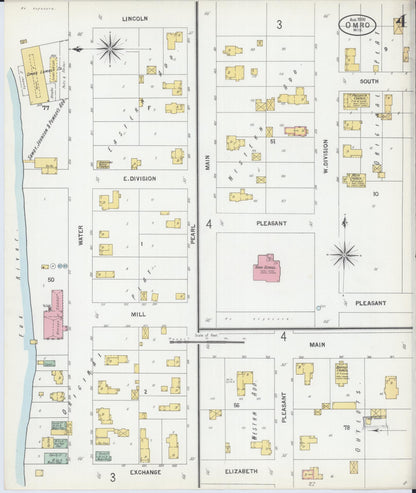 Sanborn Fire Insurance Map from Omro, Winnebago County, Wisconsin (1900), Sheet #0004 - Complete Map Set gallery image, historic Sanborn map, vintage wall art, Wisconsin Wisconsin