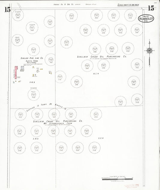 Sanborn Fire Insurance Map from Humboldt, Allen County, Kansas (1927), Sheet #0015 - Historic Sanborn Fire Insurance Map Print, vintage old map wall art, antique decor, genealogy gift, Kansas Kansas map