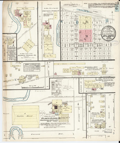 Sanborn Fire Insurance Map from Atlantic, Cass County, Iowa (1883), Sheet #0001 - Historic Sanborn Fire Insurance Map Print