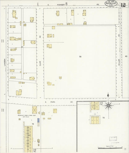 Sanborn Fire Insurance Map from Puyallup, Pierce County, Washington (1909), Sheet #0012 - Complete Map Set gallery image, historic Sanborn map, vintage wall art, Washington Washington