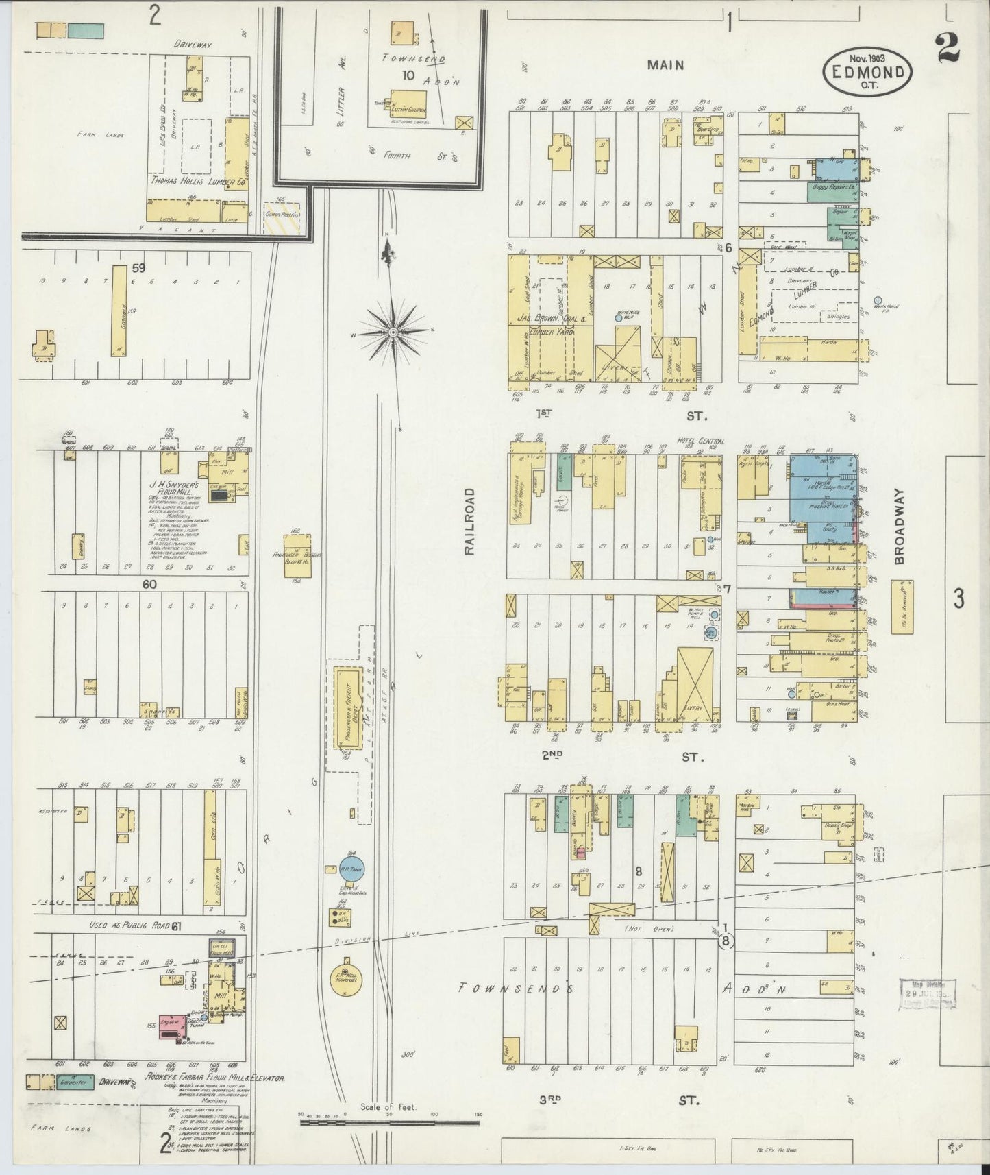 Sanborn Fire Insurance Map from Edmond, Oklahoma County, Oklahoma (1903), Sheet #0002 - Complete Map Set gallery image, historic Sanborn map, vintage wall art, Edmond Oklahoma