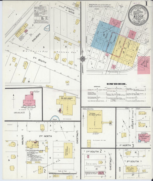 Sanborn Fire Insurance Map from Neoga, Cumberland County, Illinois (1910), Sheet #0001 - Historic Sanborn Fire Insurance Map Print, vintage old map wall art, antique decor, genealogy gift, Illinois Illinois map
