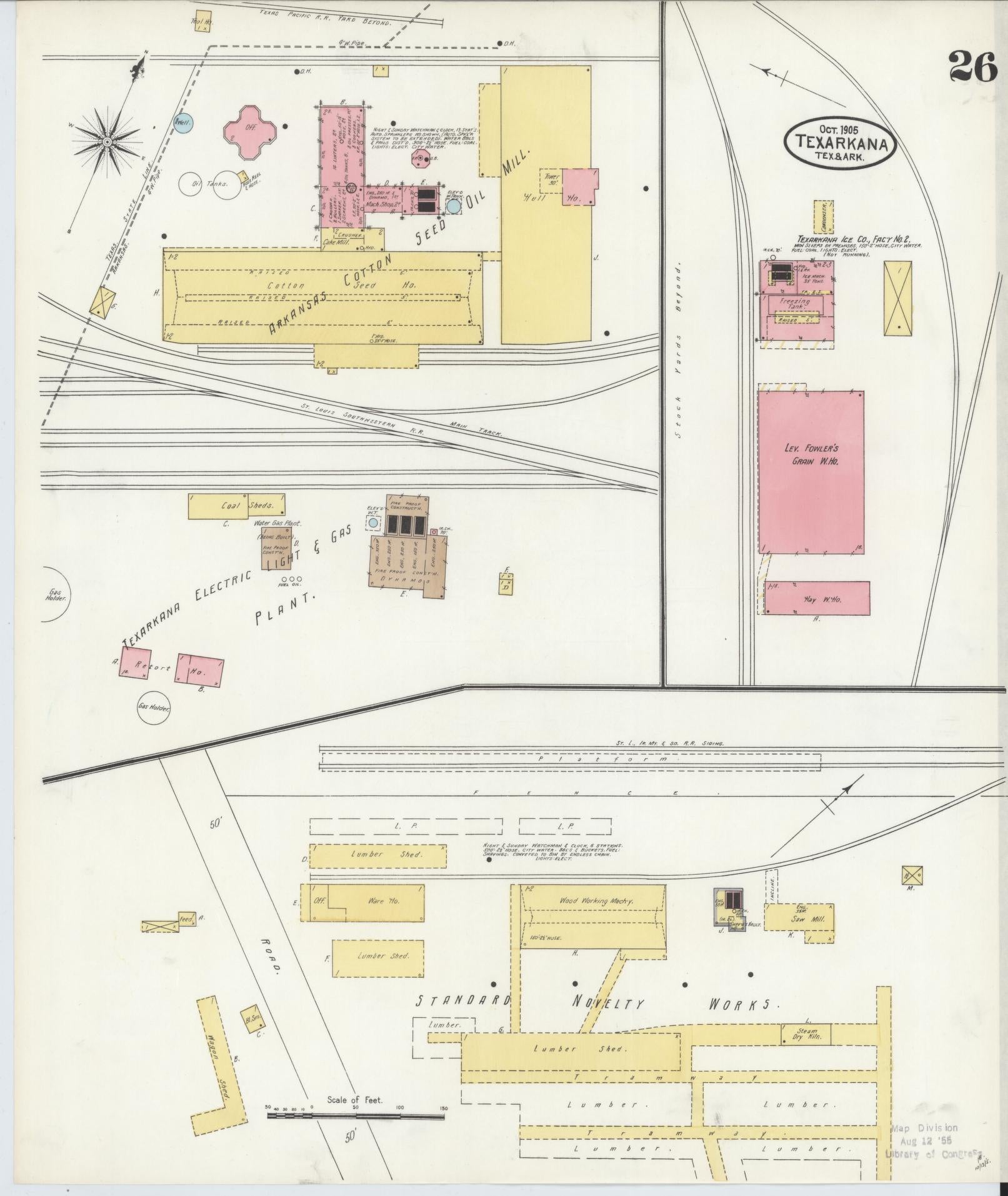 Sanborn Fire Insurance Map from Texarkana, Bowie County, Texas (1905), Sheet #0026 - Complete Map Set gallery image, historic Sanborn map, vintage wall art, Texas Texas