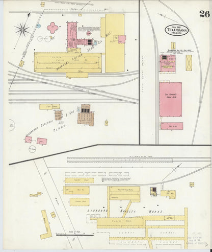 Sanborn Fire Insurance Map from Texarkana, Bowie County, Texas (1905), Sheet #0026 - Complete Map Set gallery image, historic Sanborn map, vintage wall art, Texas Texas