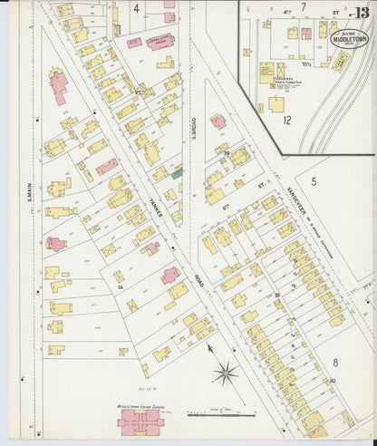 Sanborn Fire Insurance Map from Middletown, Butler County, Ohio (1901), Sheet #0013 - Historic Sanborn Fire Insurance Map Print, vintage old map wall art, antique decor, genealogy gift, Ohio Ohio map